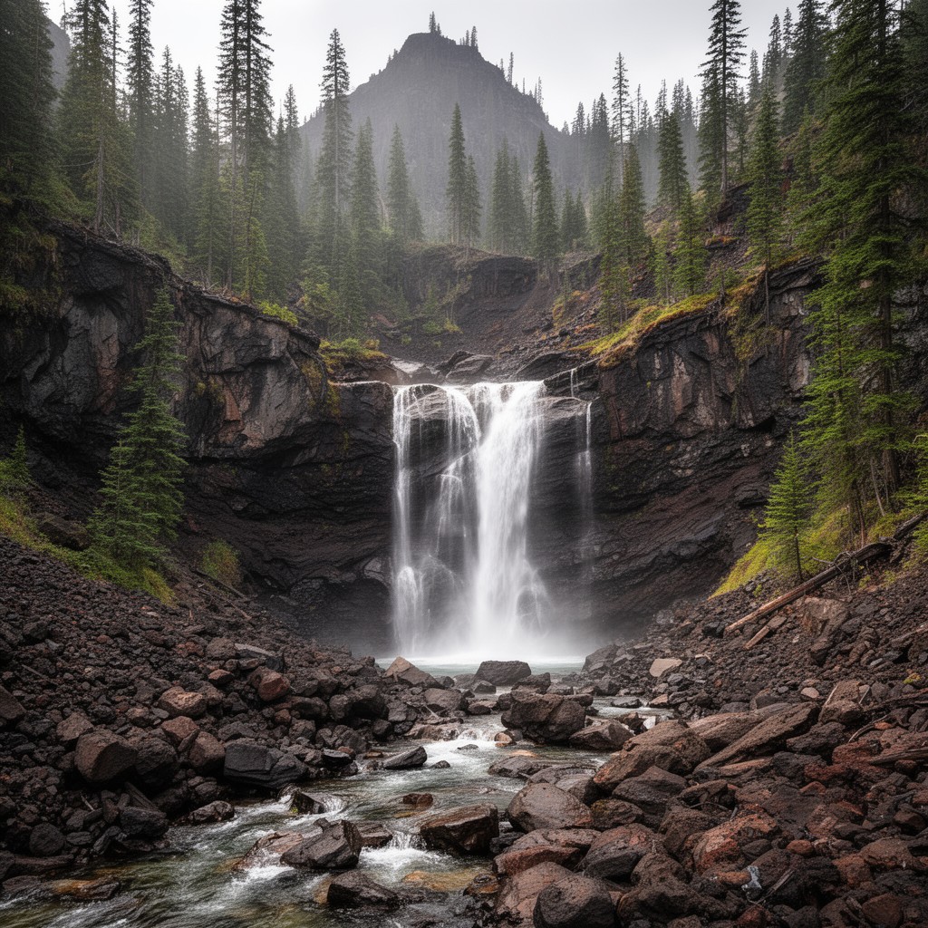 AI-generated illustration of Mill Creek Falls