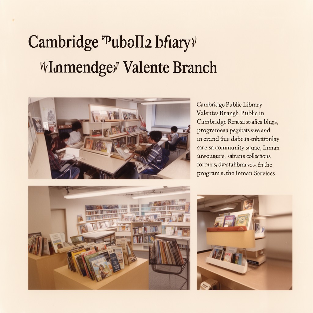 AI-generated illustration of Cambridge Public Library Valente Branch