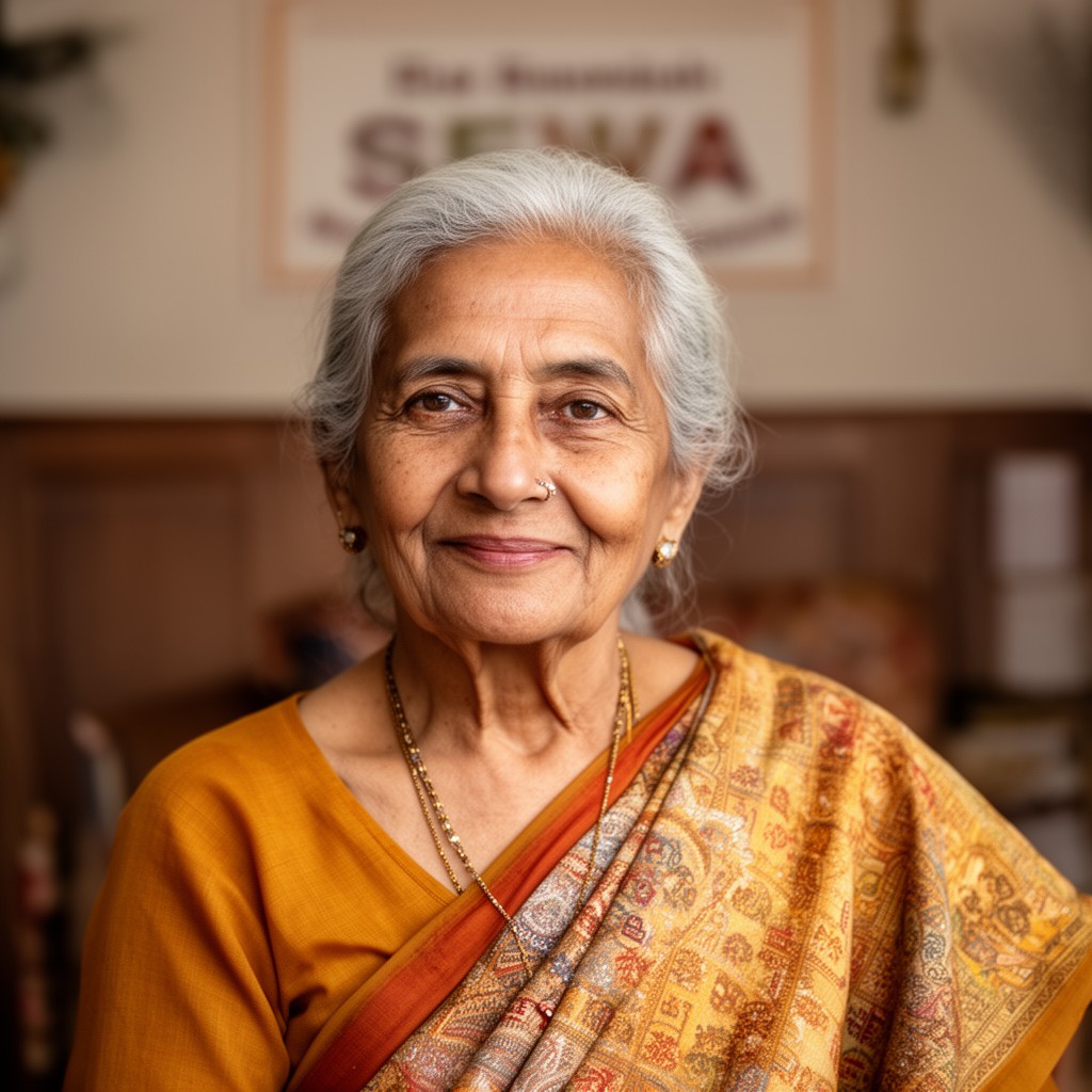 AI-generated illustration of Ela Bhatt