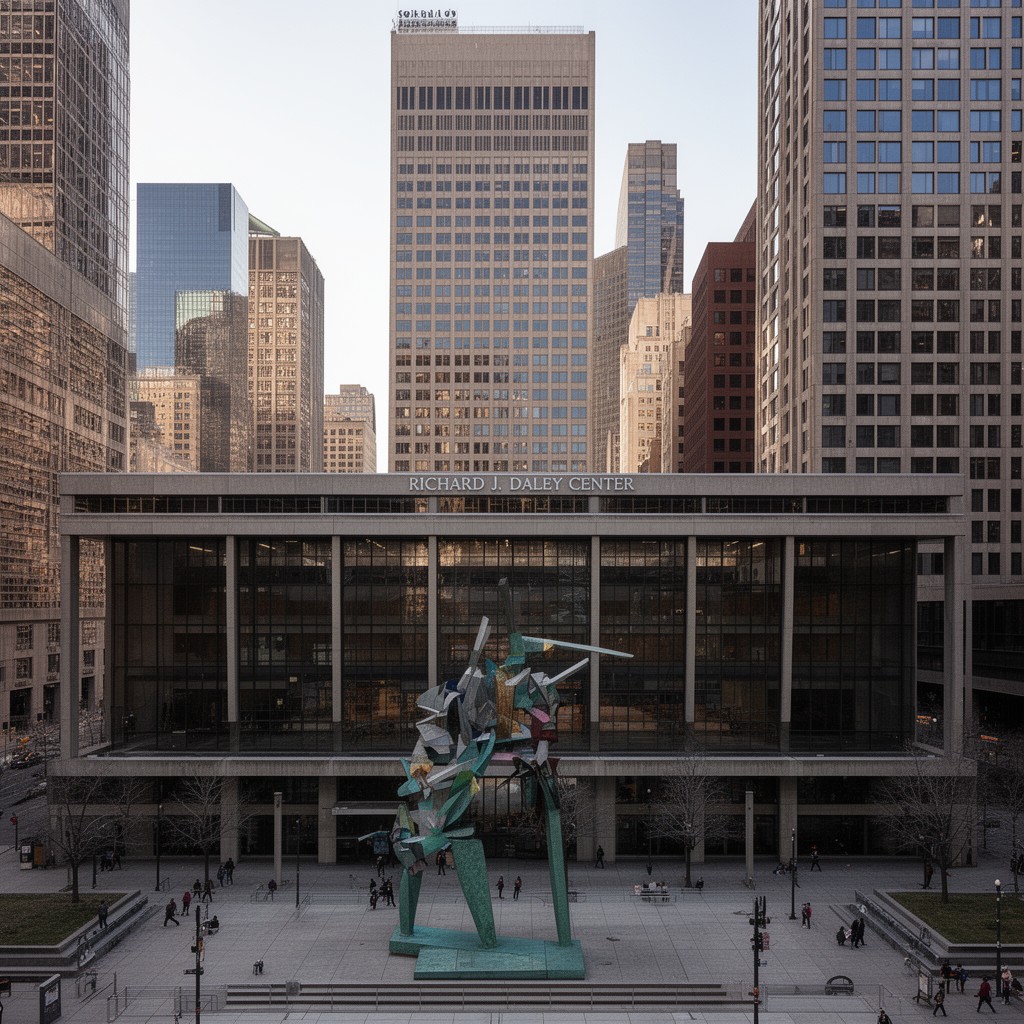 AI-generated illustration of Richard J. Daley Center