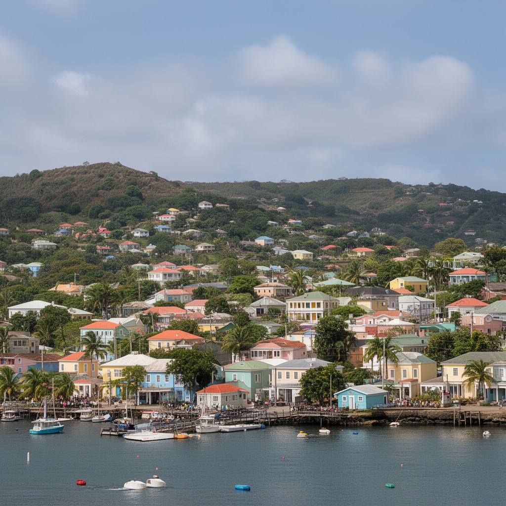 AI-generated illustration of Charlestown, Nevis
