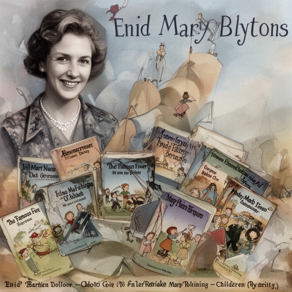 AI-generated illustration of Enid Mary Blyton (née Enid Mary Pollock, pen name Mary Pollock, sometimes used surname Gay in early life)