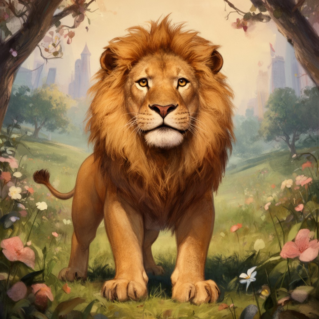 AI-generated illustration of The Cowardly Lion