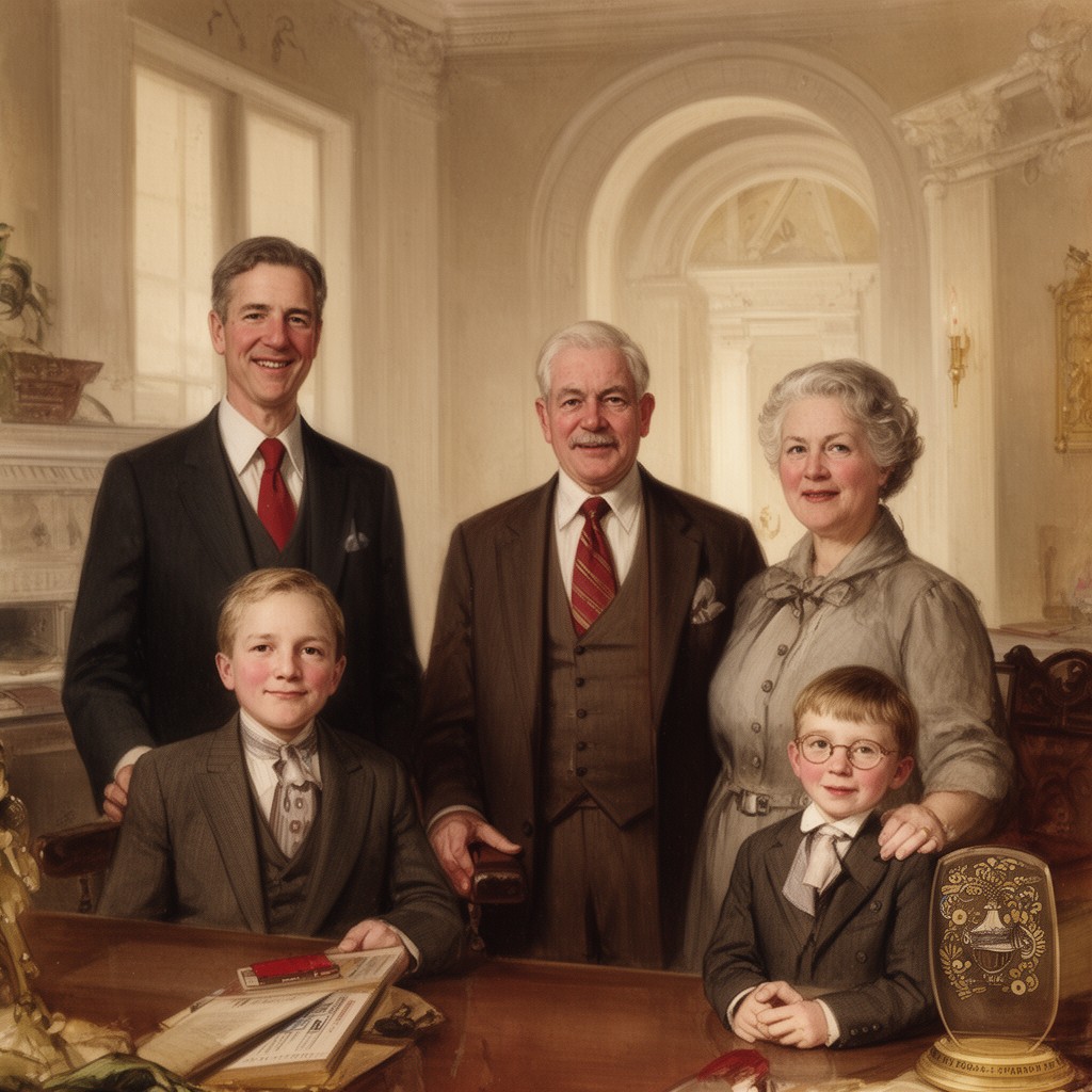 AI-generated illustration of Toppan family (Harvard benefactors)