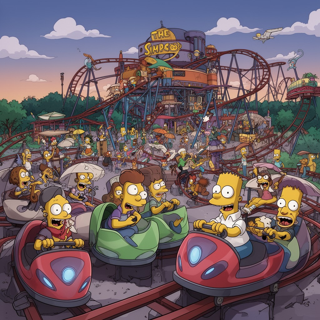 AI-generated illustration of The Simpsons Ride
