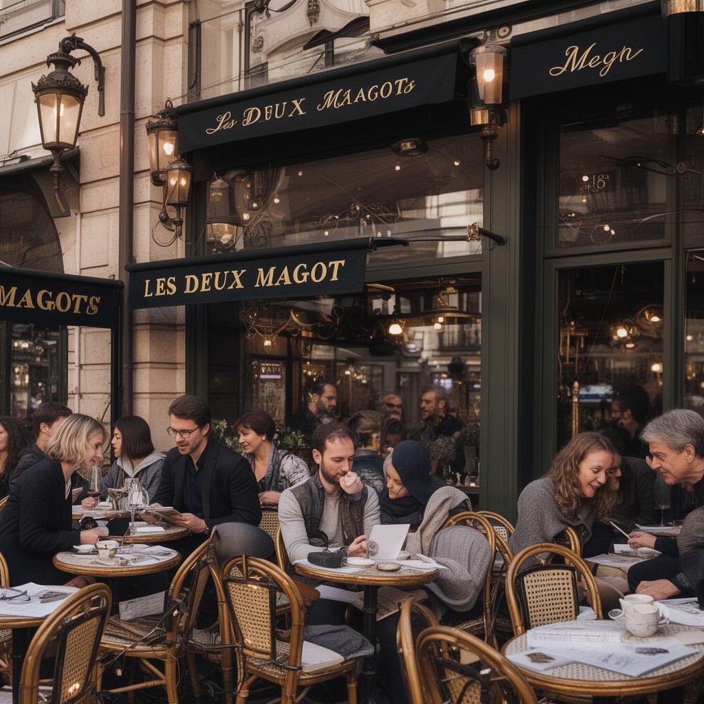AI-generated illustration of Les Deux Magots