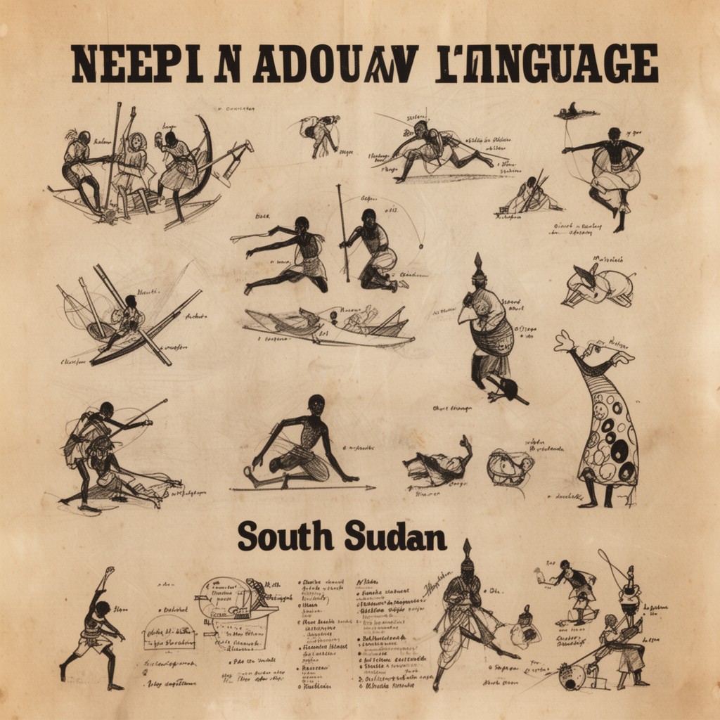 AI-generated illustration of Nuer language