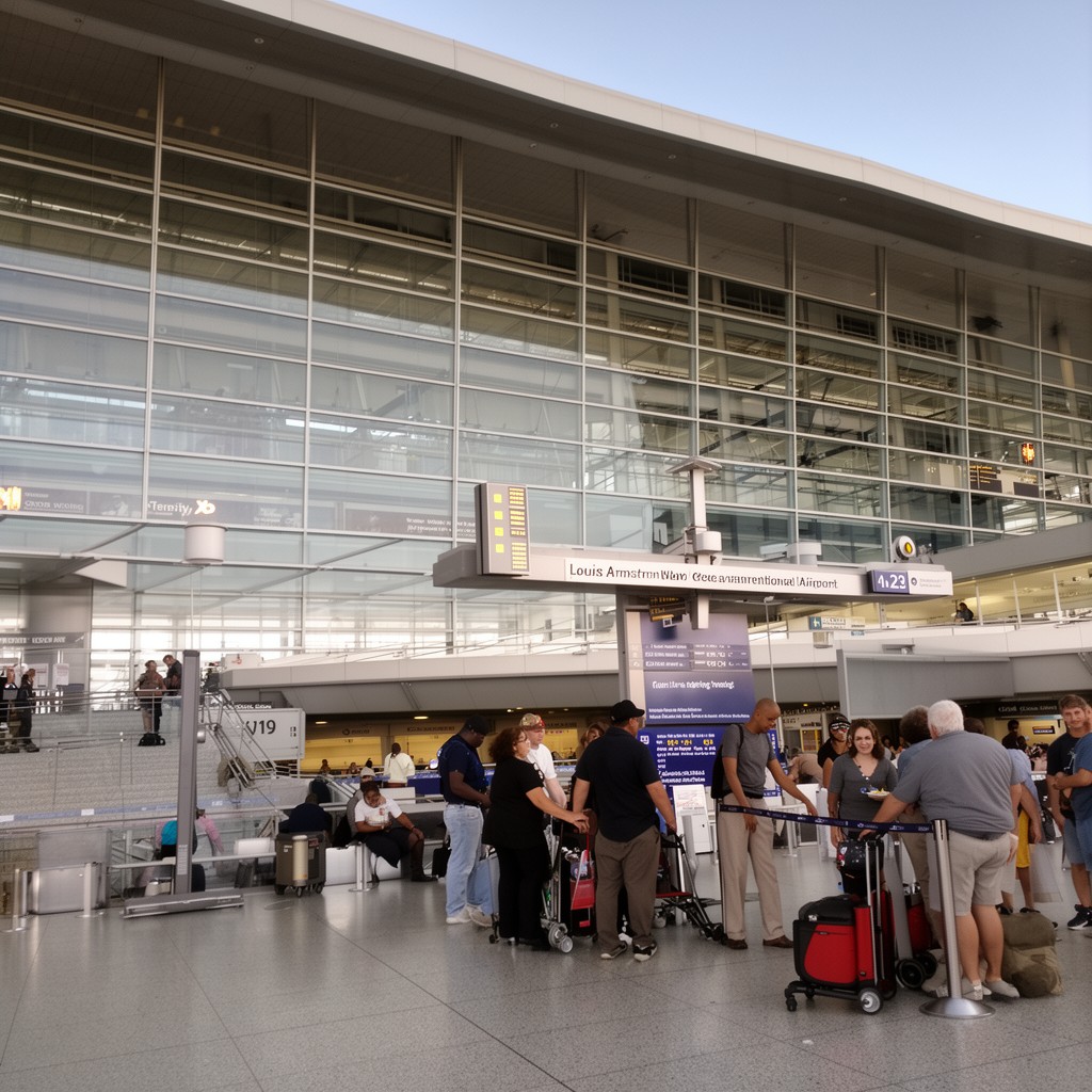 AI-generated illustration of Louis Armstrong New Orleans International Airport