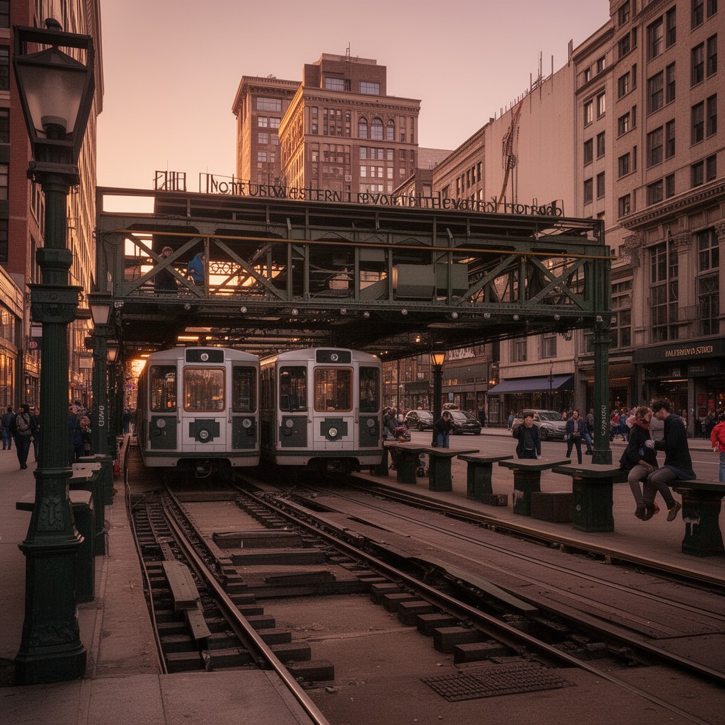 AI-generated illustration of Northwestern Elevated Railroad