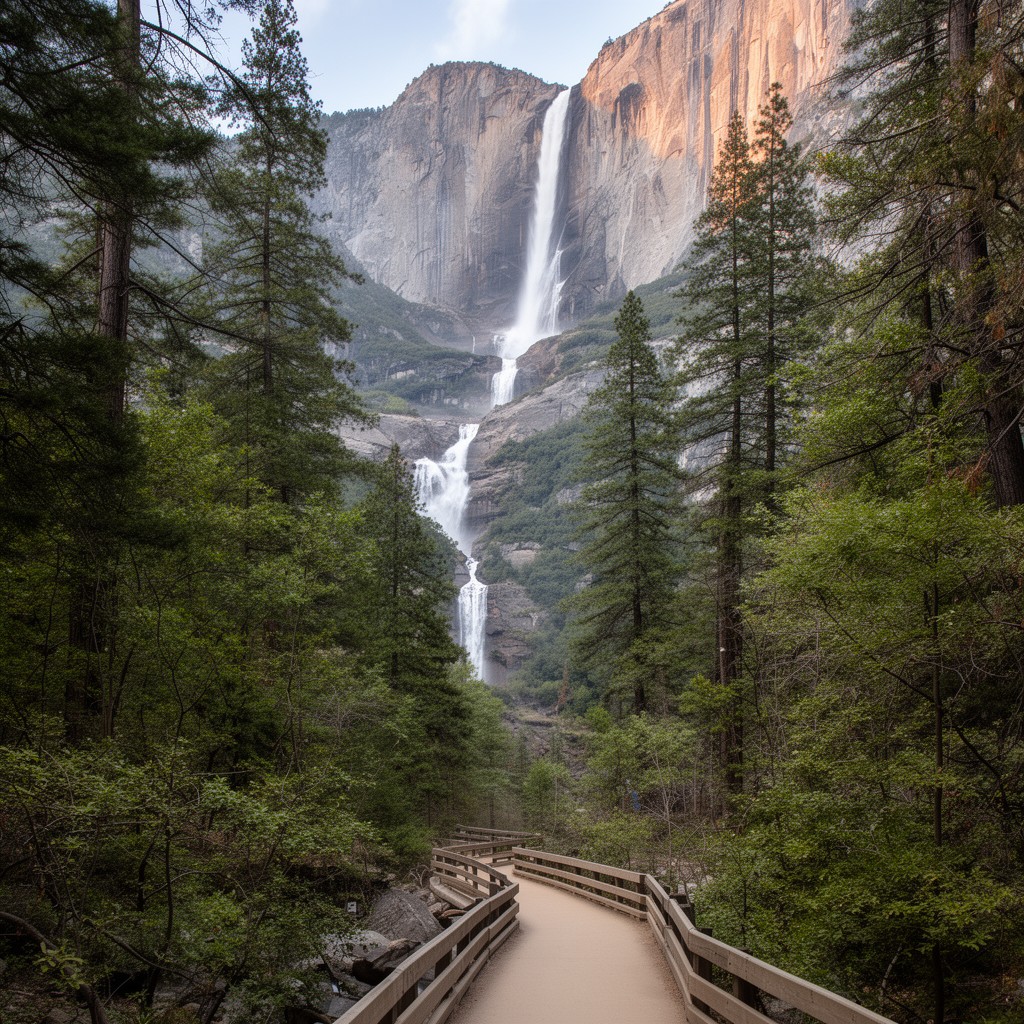 AI-generated illustration of Lower Yosemite Fall Trail