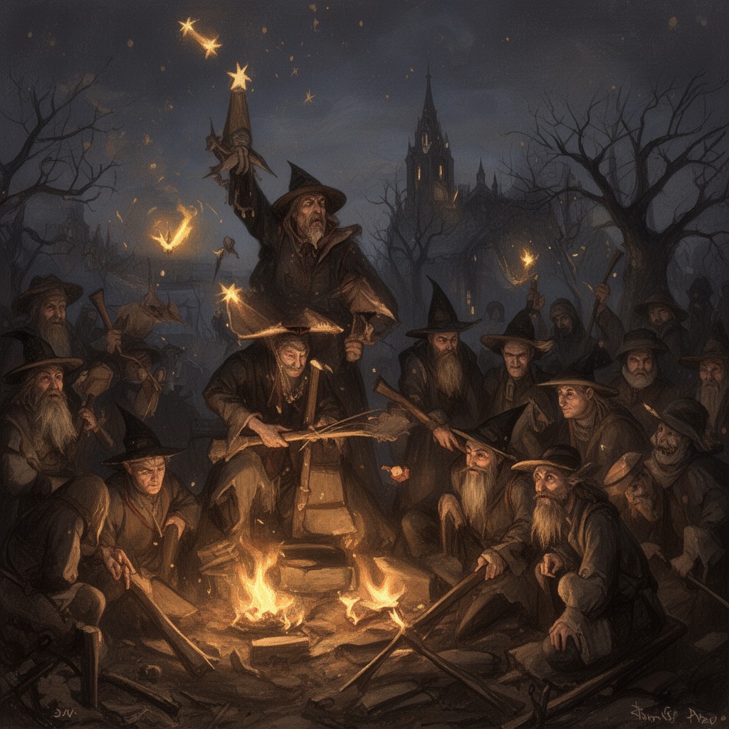AI-generated illustration of European witch hunts