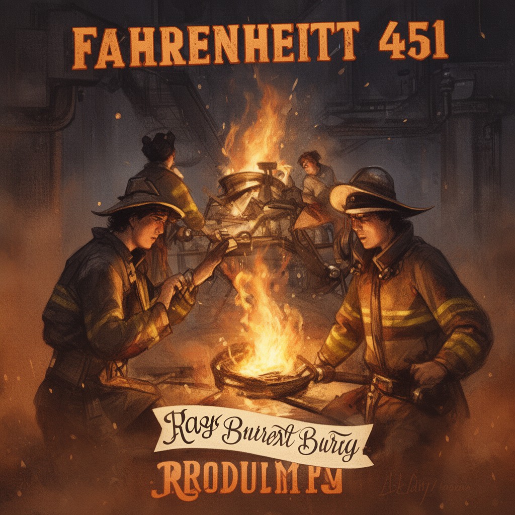 AI-generated illustration of Fahrenheit 451