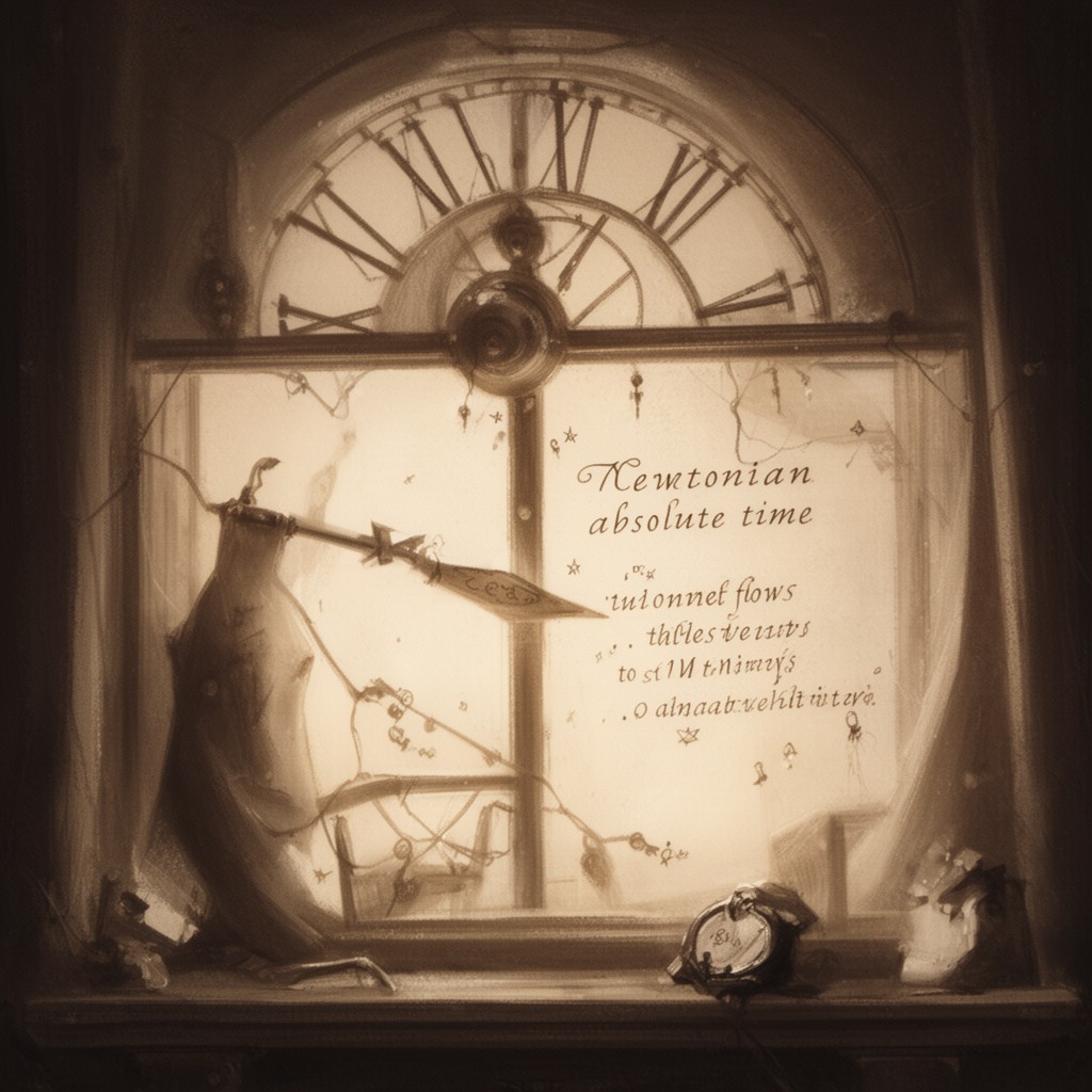 AI-generated illustration of Newtonian absolute time