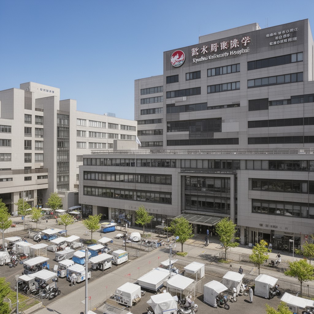 AI-generated illustration of Kyushu University Hospital