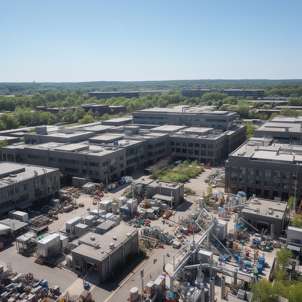 AI-generated illustration of Yale West Campus research facilities