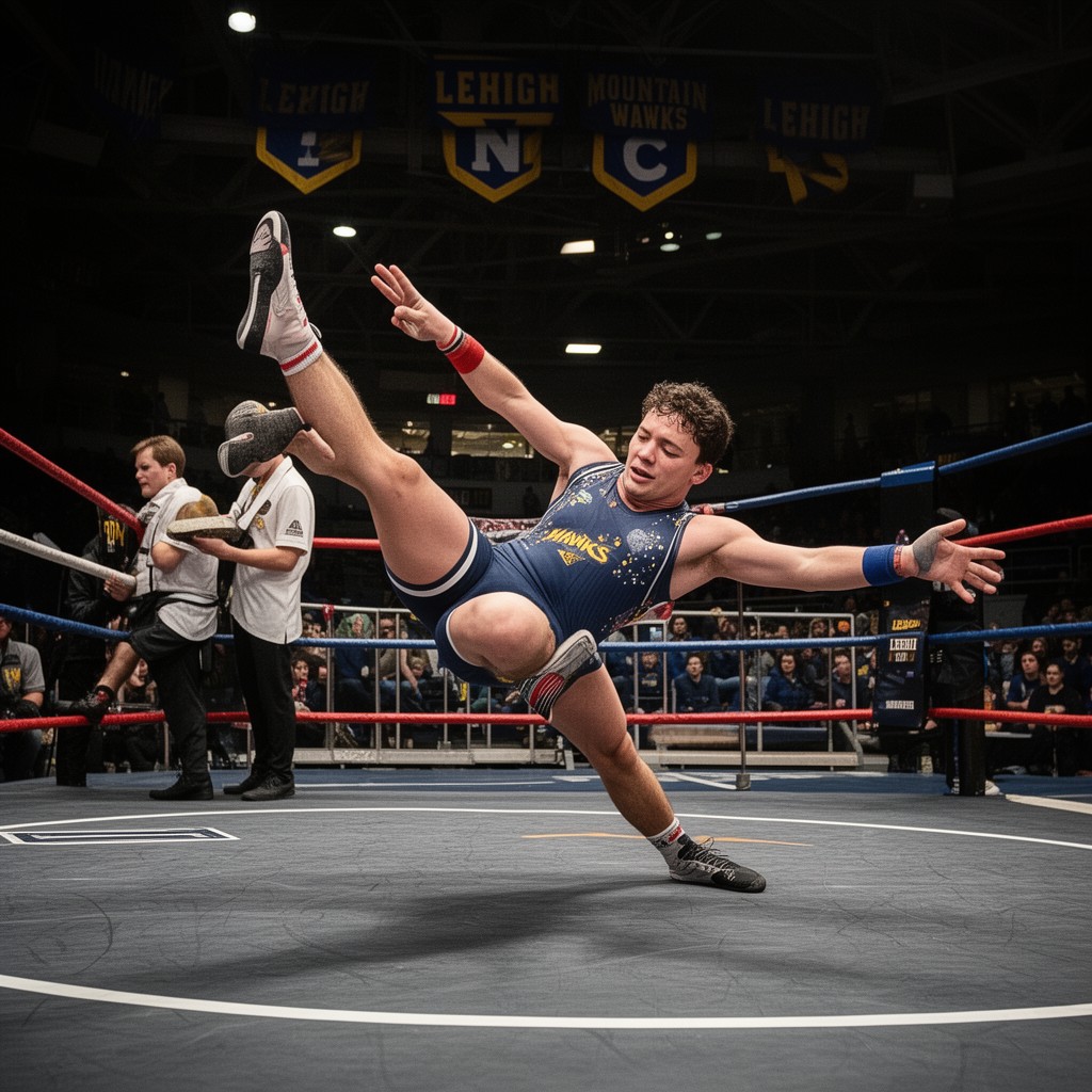 AI-generated illustration of Lehigh Mountain Hawks wrestling