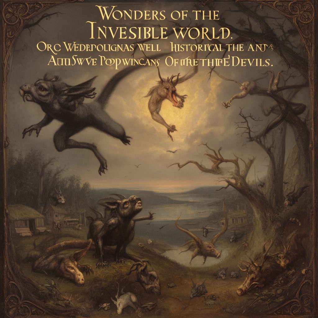 AI-generated illustration of Wonders of the Invisible World: Observations as Well Historical as Theological, upon the Nature, the Number, and the Operations of the Devils