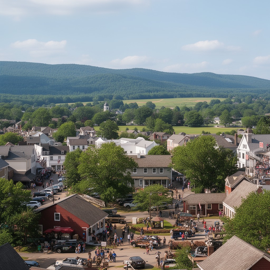AI-generated illustration of Cooperstown, New York