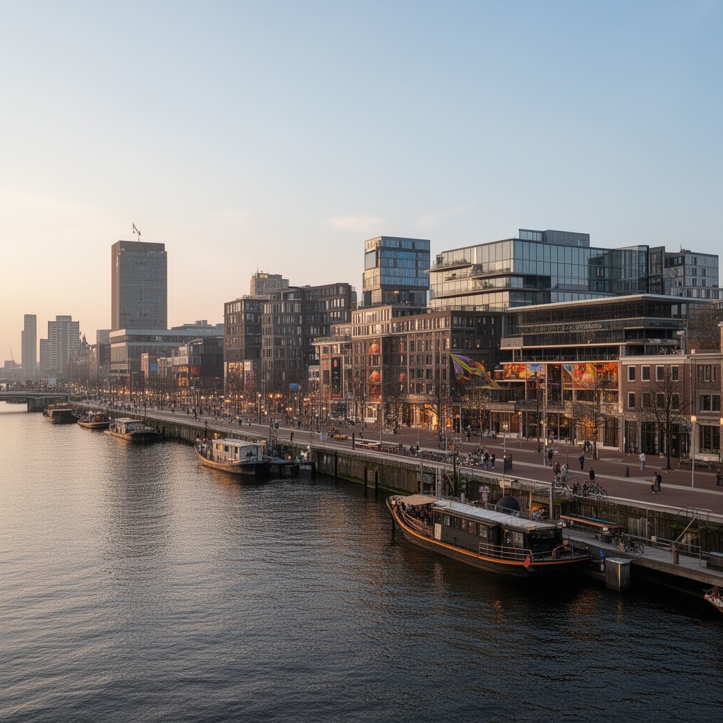 AI-generated illustration of IJ river waterfront