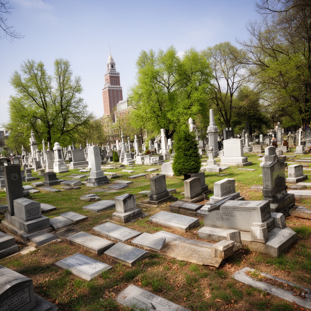 AI-generated illustration of Calvary Cemetery, St. Louis, Missouri, United States