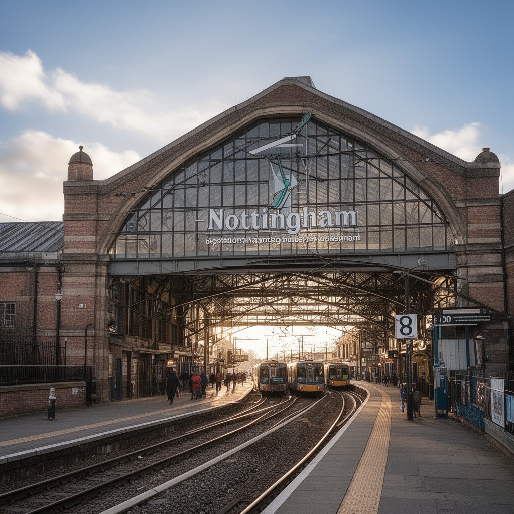 AI-generated illustration of Nottingham railway station
