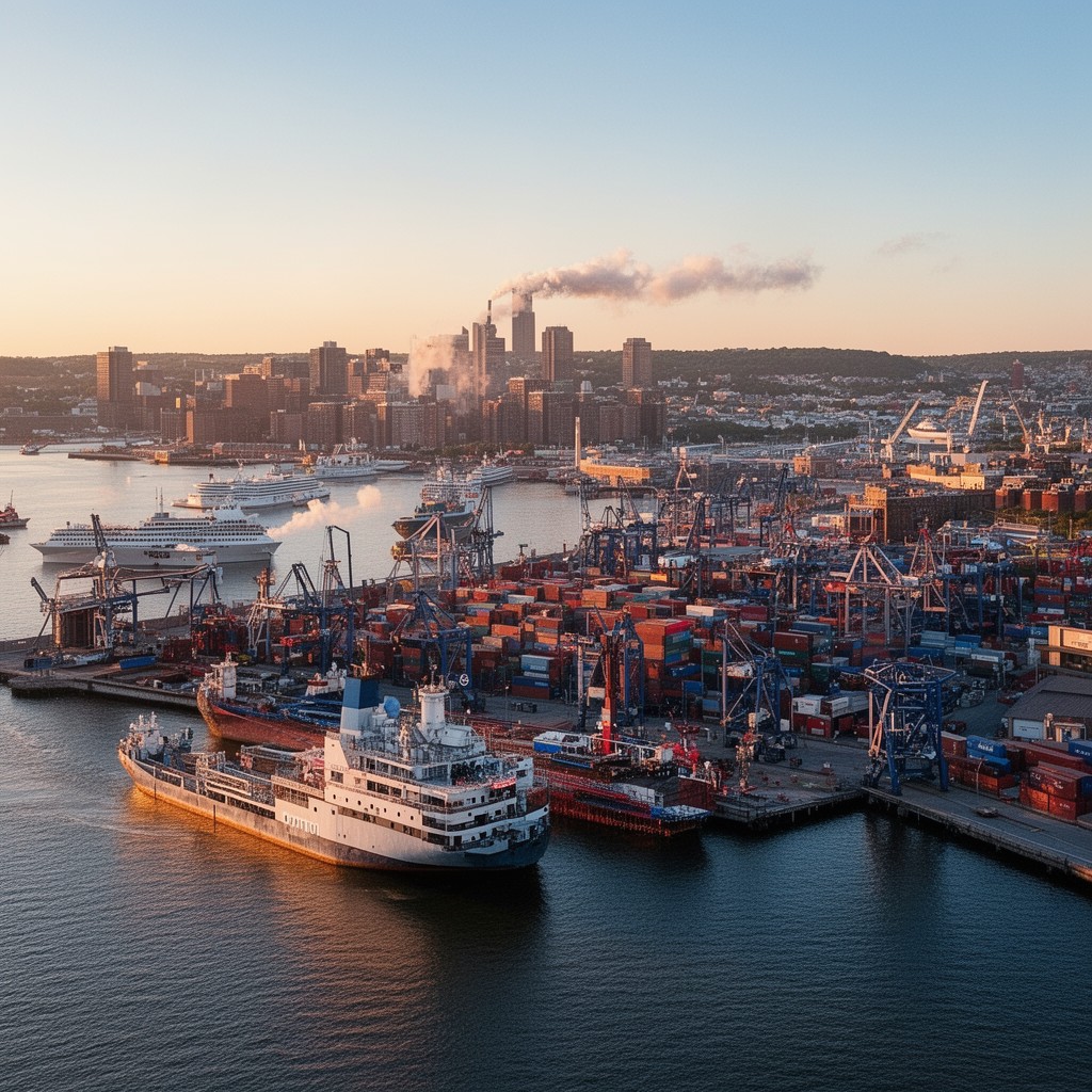 AI-generated illustration of Port of Boston