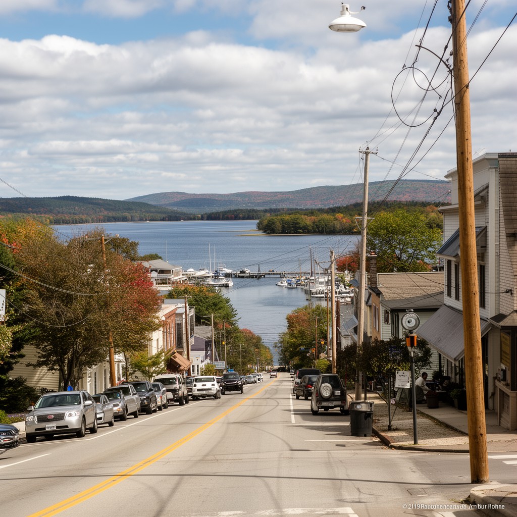 AI-generated illustration of Harrison, Maine