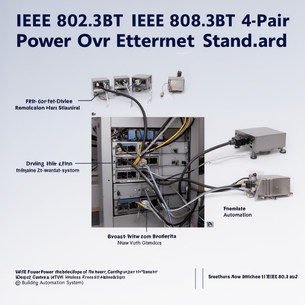 AI-generated illustration of IEEE 802.3bt 4‑pair Power over Ethernet standard