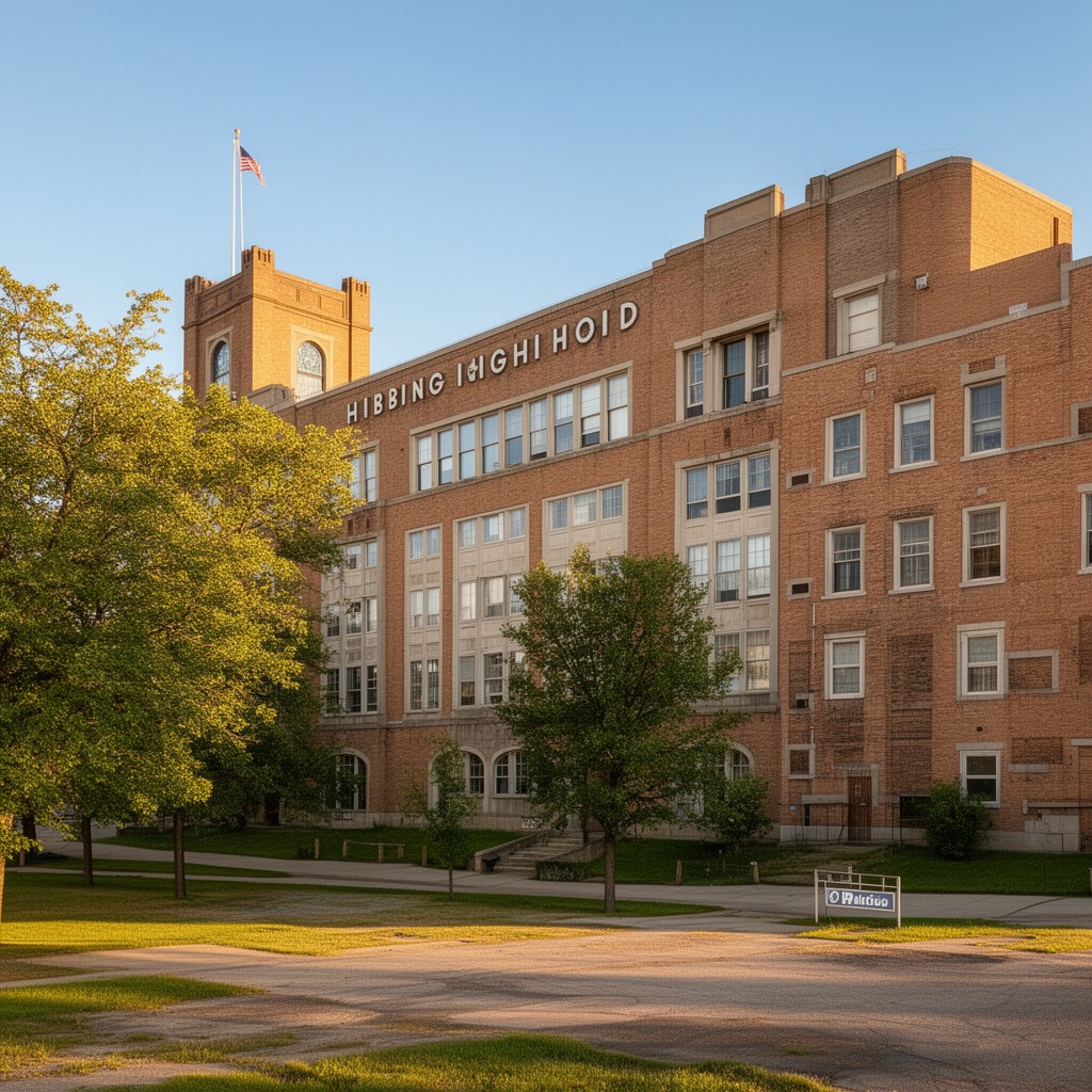 AI-generated illustration of Hibbing High School