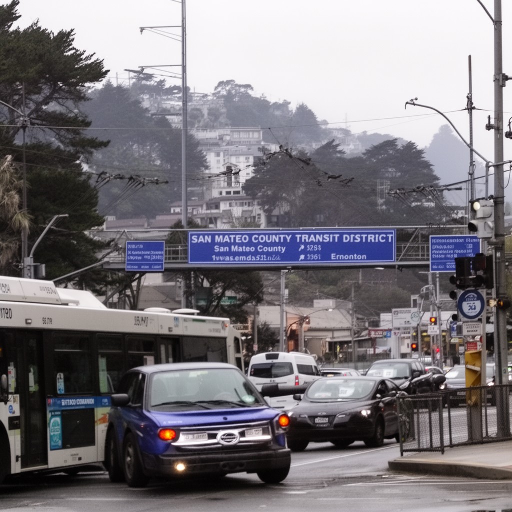 AI-generated illustration of San Mateo County Transit District