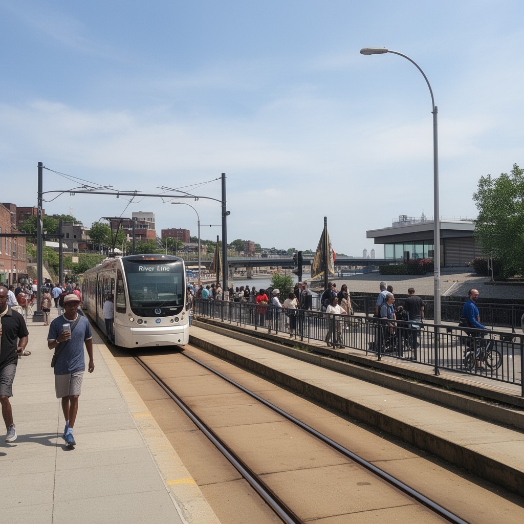 AI-generated illustration of River Line light rail