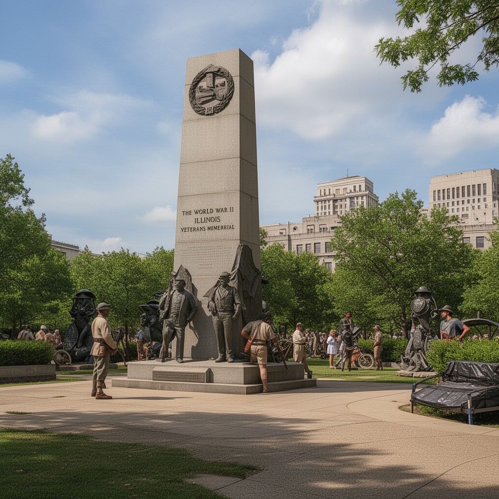 AI-generated illustration of World War II Illinois Veterans Memorial