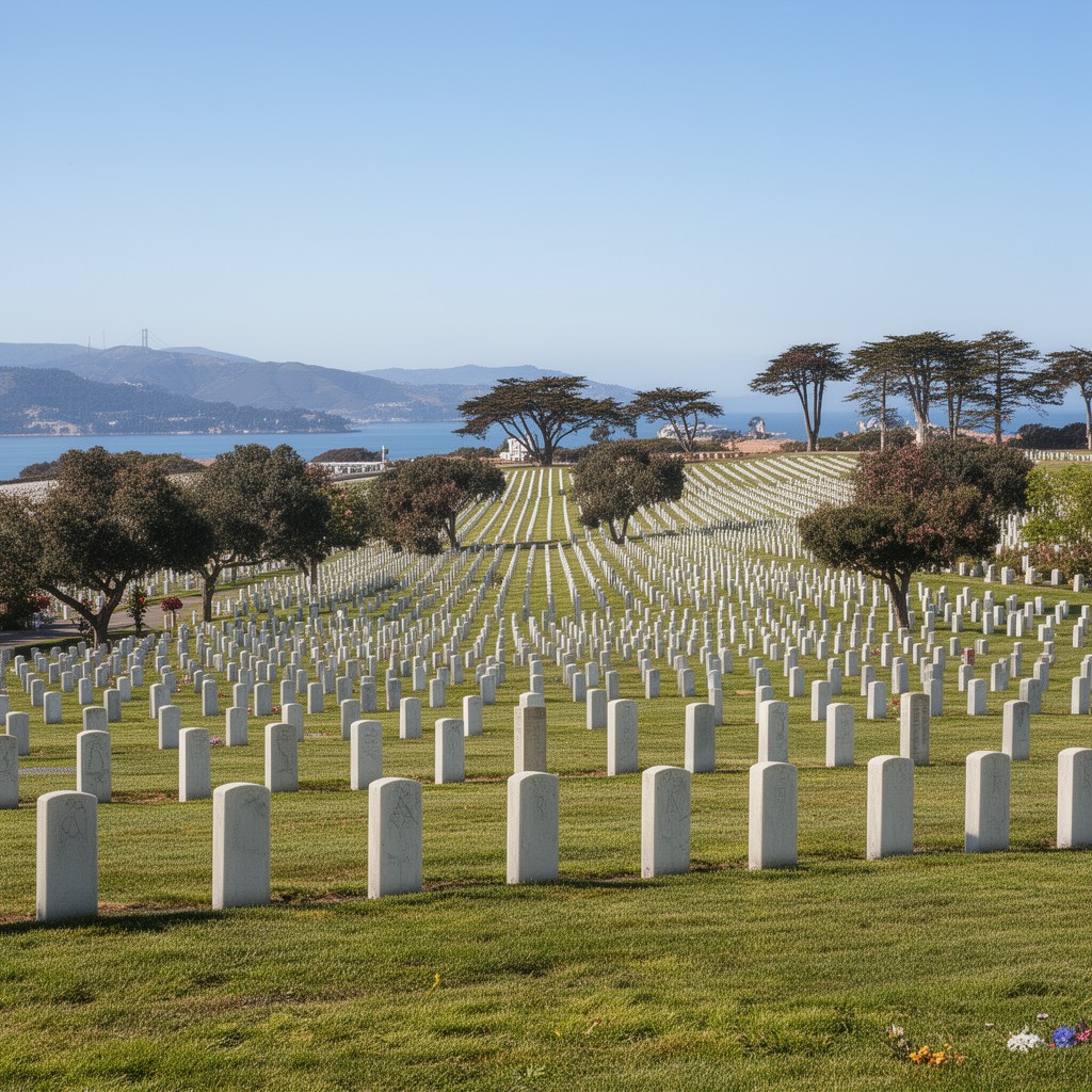 AI-generated illustration of Golden Gate National Cemetery