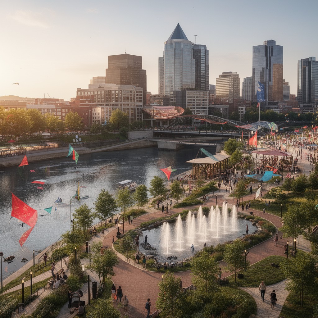AI-generated illustration of Scioto Mile