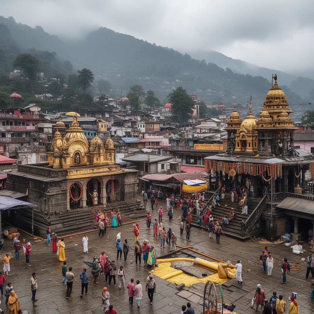 AI-generated illustration of Trimbakeshwar