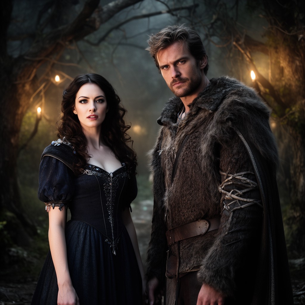 AI-generated illustration of Snow White and the Huntsman