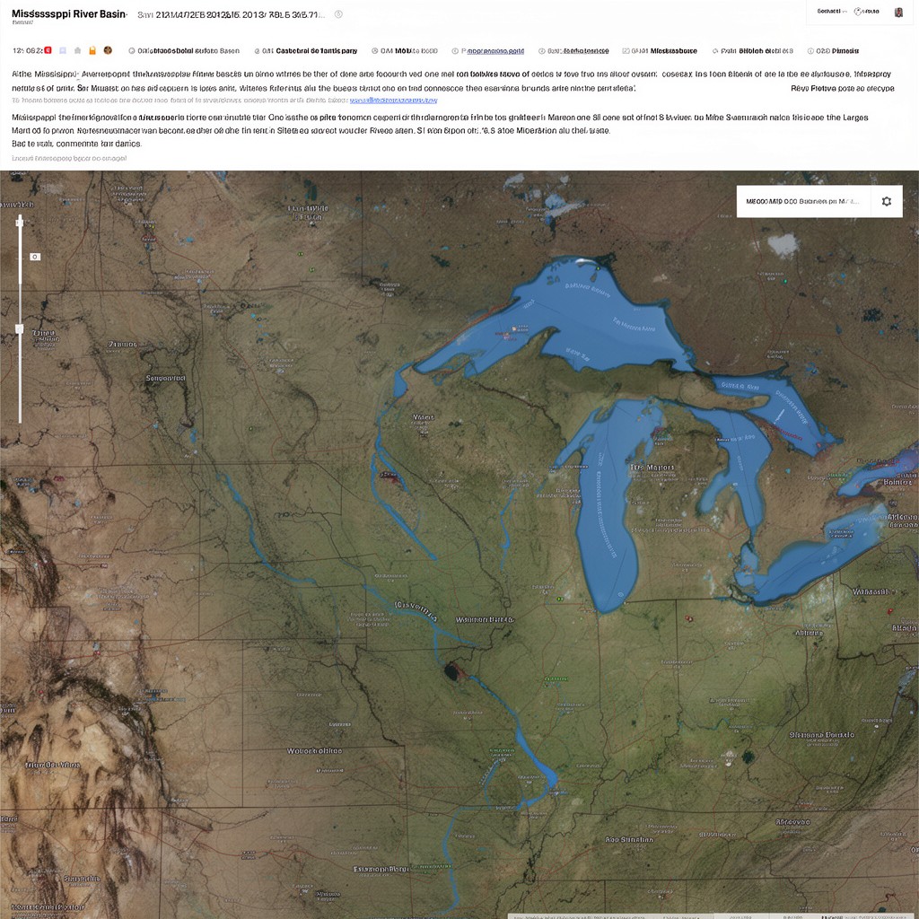 AI-generated illustration of Mississippi River basin