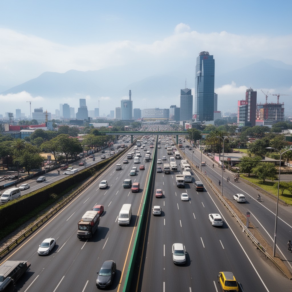 AI-generated illustration of Mexico City–Puebla highway