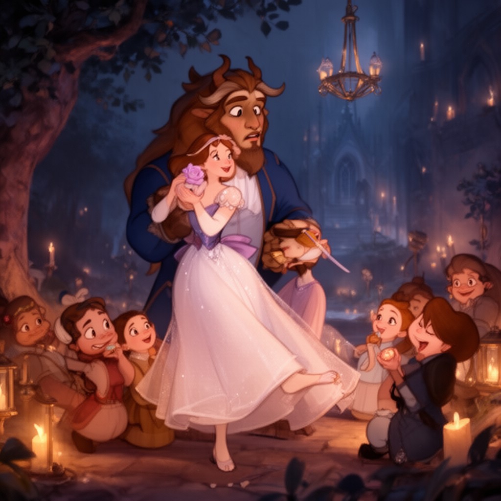 AI-generated illustration of Beauty and the Beast