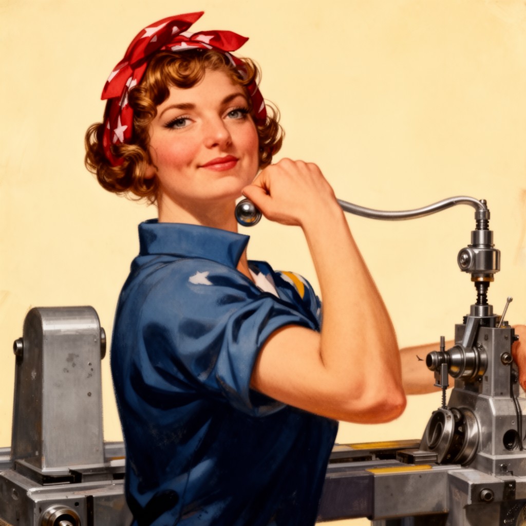 AI-generated illustration of Rosie the Riveter