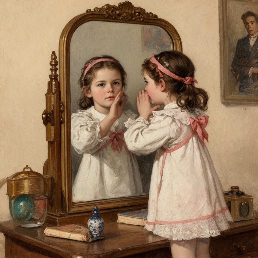AI-generated illustration of Girl at Mirror