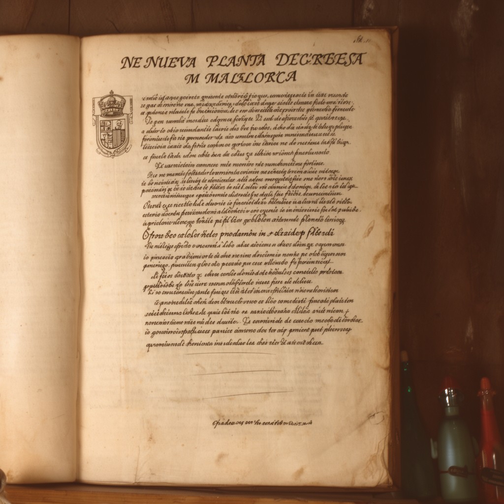 AI-generated illustration of Nueva Planta decrees in Mallorca