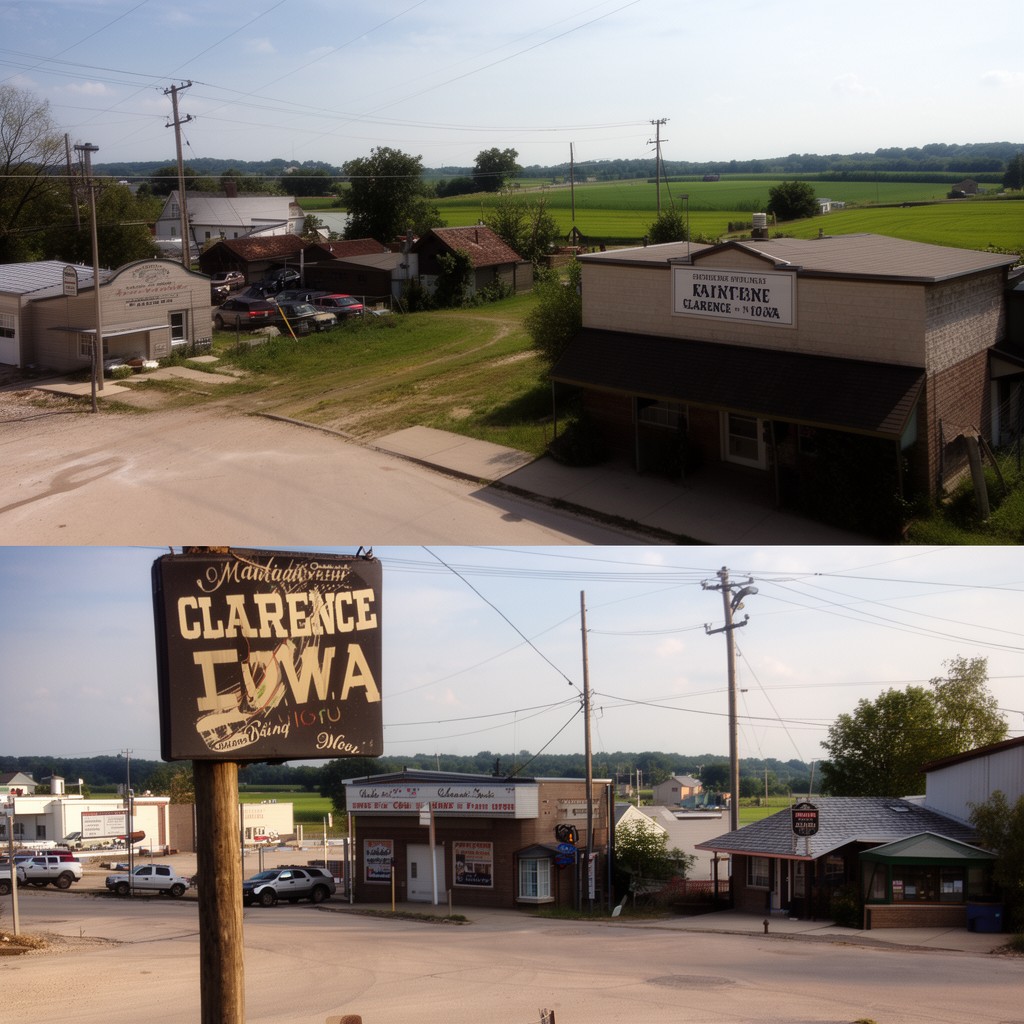 AI-generated illustration of Clarence, Iowa