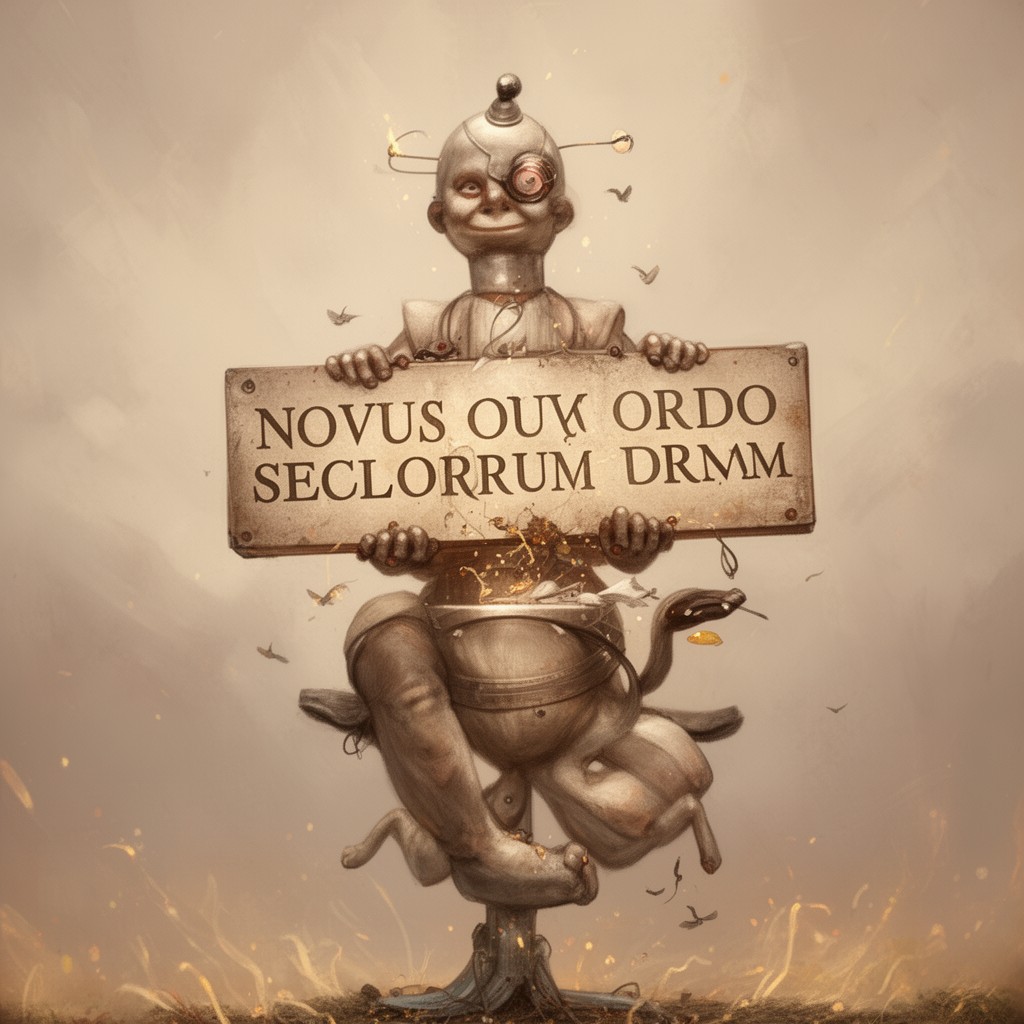 AI-generated illustration of motto "Novus ordo seclorum"
