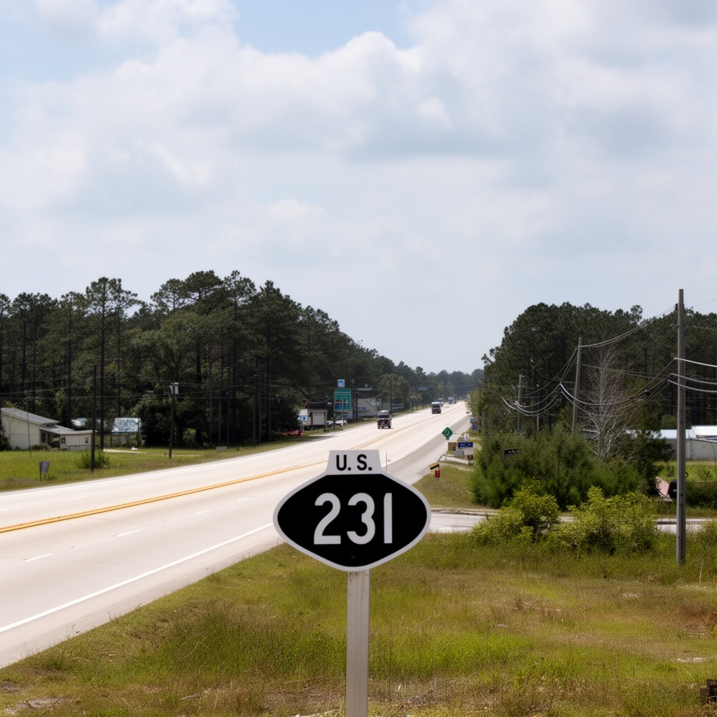 AI-generated illustration of U.S. Route 231 in Panama City