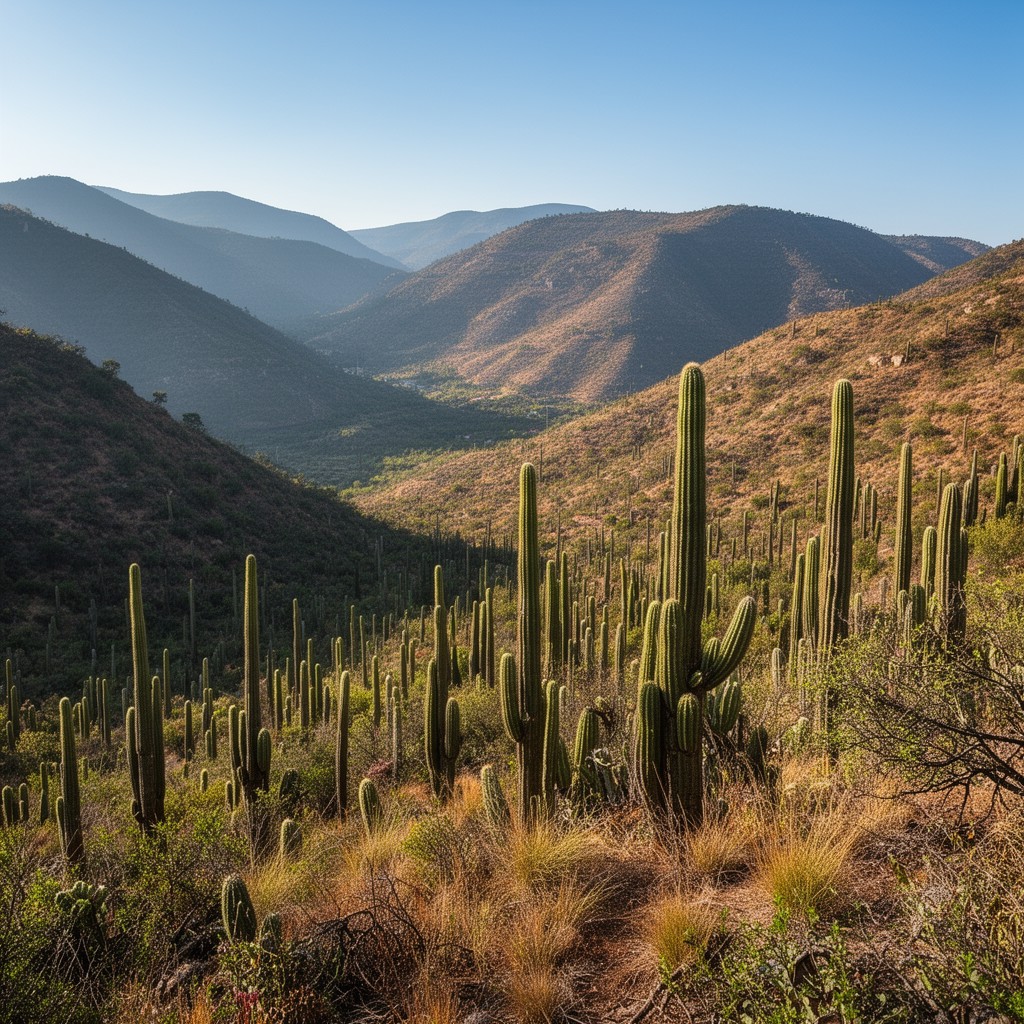 AI-generated illustration of Tehuacán-Cuicatlán Valley region (adjacent and related ranges)