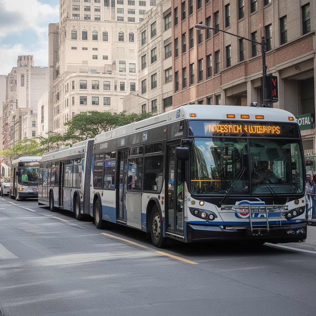 AI-generated illustration of CTA buses