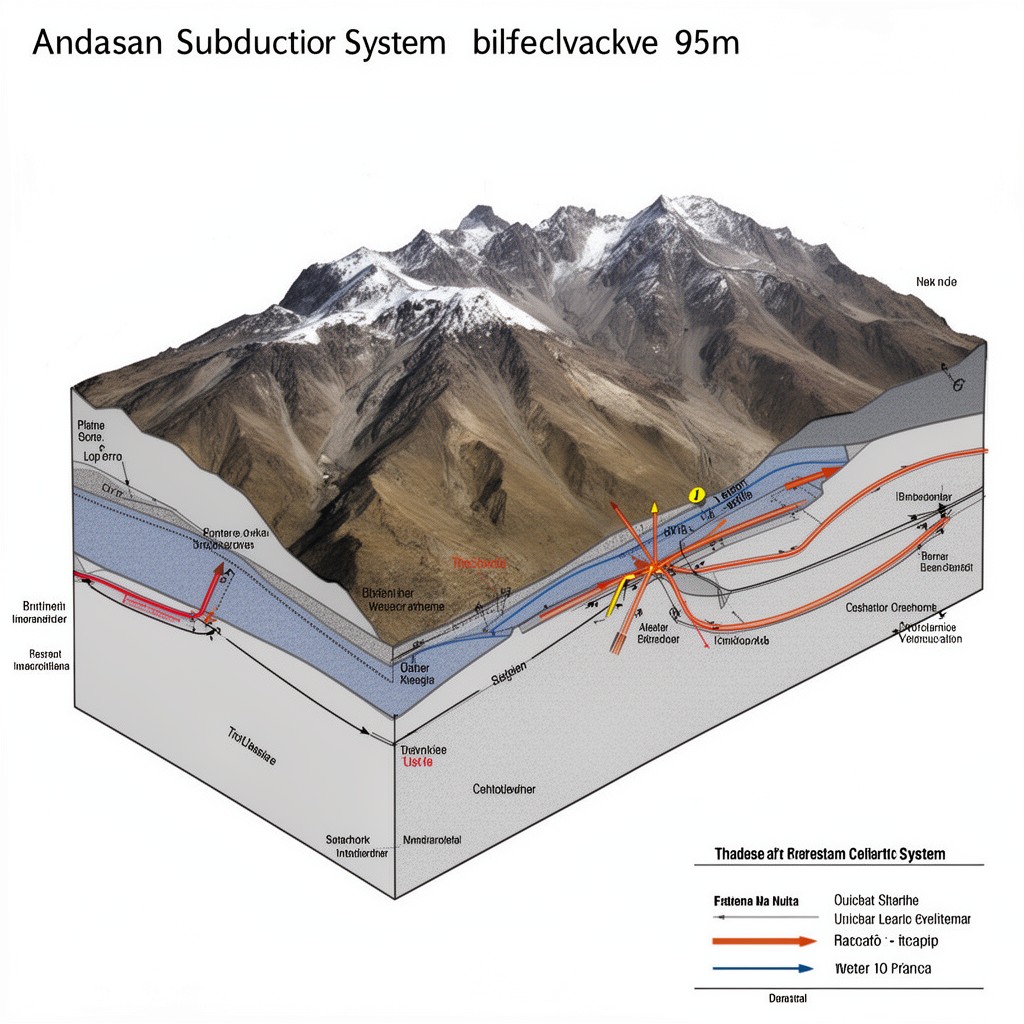 AI-generated illustration of Andean subduction system