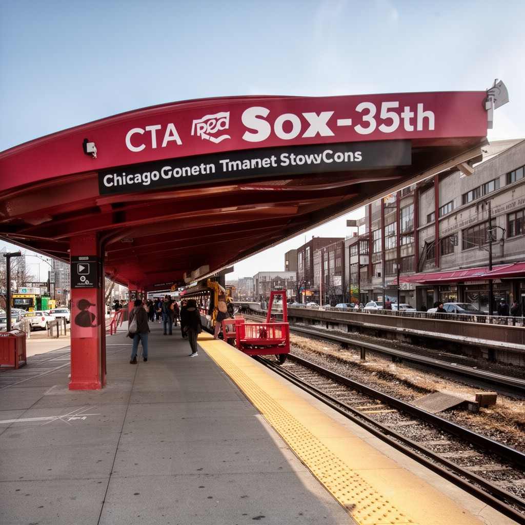 AI-generated illustration of CTA Red Line Sox–35th station