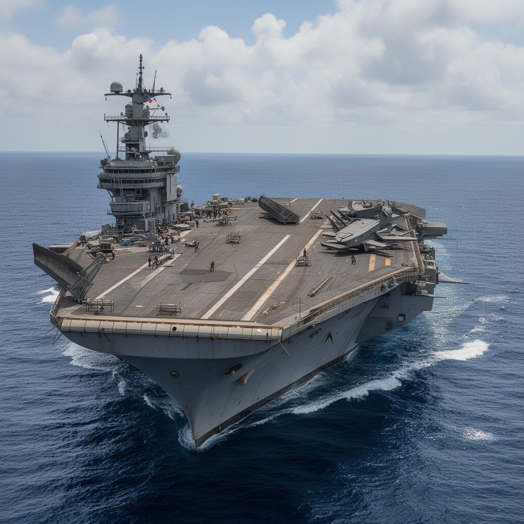 AI-generated illustration of aircraft carrier Charles de Gaulle